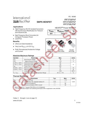 IRF3708PBF datasheet  